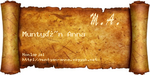 Muntyán Anna névjegykártya